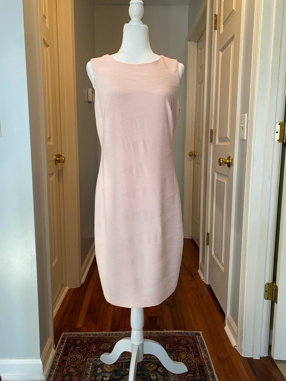 Tommy Hilfiger Soft Pink Textured Sleeveless Midi Dress